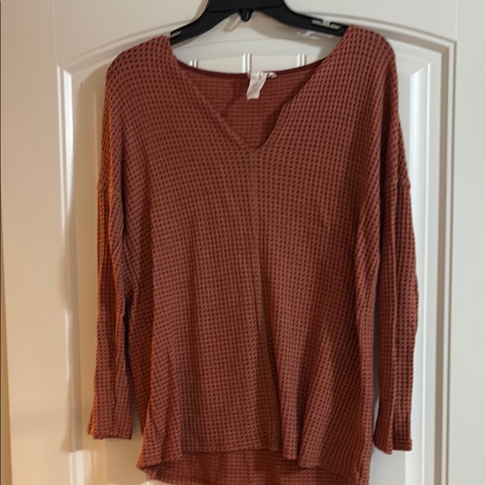 Women's Waffle Knit Top - Rust